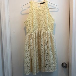 Zara Light Yellow Eyelet Dress